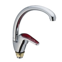 Смеситель для кухни Haiba MAGIC 777 с красной ручкой (HB0680)