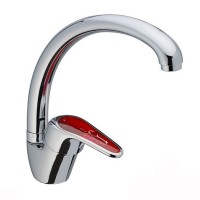 Смеситель для кухни Haiba MAGIC 011 с красной ручкой (HB0699)