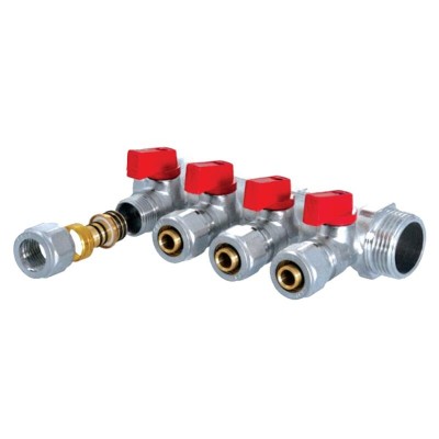Коллектор с шаровыми кранами и фитингом KOER KR.1126-4 1”x4 WAYS (KR2840) Коллектор с шаровыми кранами и фитингом KOER KR.1126-4 1”x4 WAYS (KR2840)