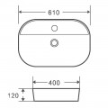 Раковина накладна MIXXUS PREMIUM ELLIPSE-0204 600х380х115mm (отвір під змішувач) (MP6679)