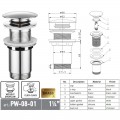 Донний клапан для раковини без переливу KOER PW-08-01 автоматичний (Click-Clack) (Колір хром) 1 1/4'' (KR5786) Донний клапан для раковини без переливу KOER PW-08-01 автоматичний (Click-Clack) (Колір хром) 1 1/4'' (KR5786)