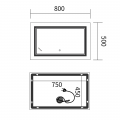 Дзеркало MIXXUS PREMIUM QUADRO MR20-50x80-REVERSE з LED Touch, Anti-fog, димером, рег. яскравості (MP6620)