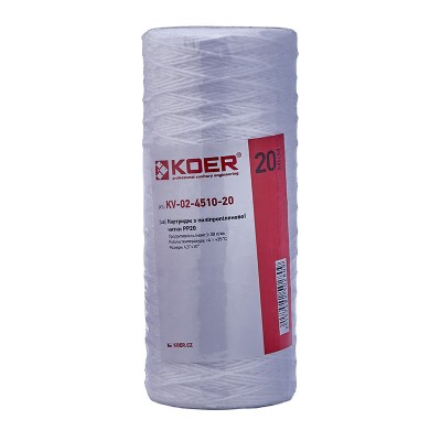 Картридж із поліпропіленової нитки Koer KV-02-4510-20 (PP20 4,5"x10") (KR5028) Картридж із поліпропіленової нитки Koer KV-02-4510-20 (PP20 4,5"x10") (KR5028)