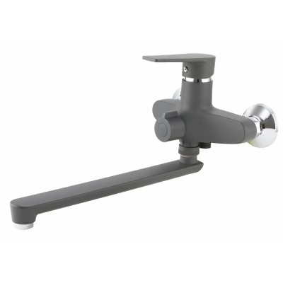 Змішувач для ванни Plamix Oscar-006 Euro SET Graphite (з шлангом, лійкою та кронш.) (Колір графіт) (PM6098)