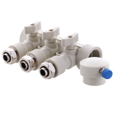 Коллектор распределительный 3-way с фитингом (40x20) PPR KOER K0191.PRO (KP2556) Коллектор распределительный 3-way с фитингом (40x20) PPR KOER K0191.PRO (KP2556)