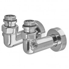 Комплект кранів для рушникосушки кутовий Koer KR.SET.550 - M1/2''xM1/2'' запірний, хромований (KR5840)