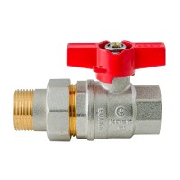 Кран з американкою Koer Extreme KE.227-25 - 1" ручка "метелик" червона (KR5767)