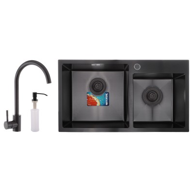 Набор MIXXUS SET-7843D-220x1.0-PVD (мойка+смеситель+диспенсер) (MX0585) Набор MIXXUS SET-7843D-220x1.0-PVD (мойка+смеситель+диспенсер) (MX0585)