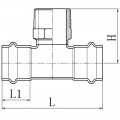 Трійник дворозтрубний ЗР KOER KQ.T2810M PRESS-INOX AISI 304 28x1"x28 (KR6389)