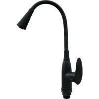 Змішувач для кухні PLAMIX CEZAR-011-B SET MATTE BLACK REFL.BLACK з силіконовим виливом, з підведенн