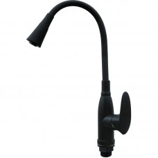 Змішувач для кухні PLAMIX CEZAR-011-B SET MATTE BLACK REFL.BLACK з силіконовим виливом, з підведенн
