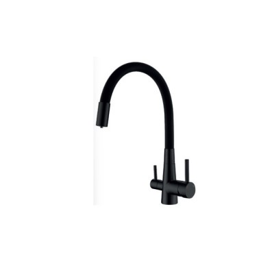 Змішувач для кухні Mixxus SUS-021 BLACK REFL.BLACK із силіконовим виливом, з виходом для питної води (MI6214)