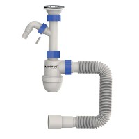Сифон для умивальника MIXXUS SU-02-B 1 1/2"x40 з литим випуском та відводом для пральної машини (MI8185)