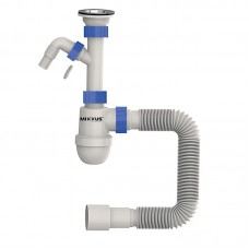 Сифон для умивальника MIXXUS SU-02-B 1 1/2"x40 з литим випуском та відводом для пральної машини (MI8185) Сифон для умивальника MIXXUS SU-02-B 1 1/2"x40 з литим випуском та відводом для пральної машини (MI8185)