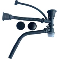 Сифон для кухонної мийки подвійний ZERIX SK-06-A 3 1/2"x40 DECOR GRAPHITE (колір графіт) (ZX6203)