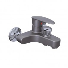 Змішувач для ванни Plamix CEZAR-009 EURO SET Graphite, зі шлангом, лійкою та кронштейном (PM0694)