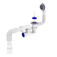 ZERIX SV-02-A 1 1/2" Сифон для ванни з ревізією, випуском та переливом (40 шт/ящ)