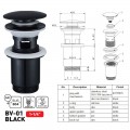 Донний клапан для раковини з переливом ZERIX BV-01 BLACK автоматичний (Click-Clack) (Колір чорний) 1 1/4'' (ZX6016) Донний клапан для раковини з переливом ZERIX BV-01 BLACK автоматичний (Click-Clack) (Колір чорний) 1 1/4'' (ZX6016)