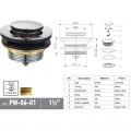 Донний клапан для ванни KOER PW-06-01 автоматичний (Click-Clack) (Колір хром) 1 1/2'' (KR5799) Донний клапан для ванни KOER PW-06-01 автоматичний (Click-Clack) (Колір хром) 1 1/2'' (KR5799)