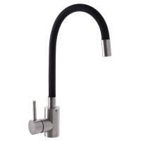 Кухонный смеситель черный с силиконовым изливом MIXXUS SUS 011 (SS0007)