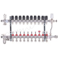 Коллектор со встроенным смесит. узлом KOER KR.S1013-10 1"х10 SUS304 и евроконусами 3/4-16 (KR2953)