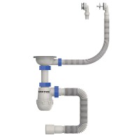 Сифон для кухні MIXXUS SK-07-A 3 1/2"x40 з нержавіючою сіткою, гнучким круглим переливом (MI8198)