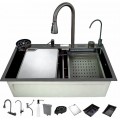 Мийка багатофункціональна Zerix ZH7546-SET-07 Micro Decor Graphite з вбудованим змішувачем з нерж.сталі (ZM5591)
