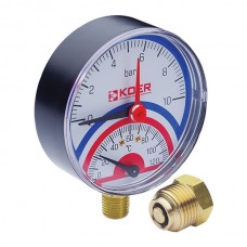 Термо-манометр радіальний (KOER KM.801R) (0-10 bar), D 80мм, 1/4''-1/2'' (KR0216)