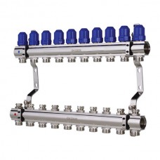 Коллекторный блок с термостатическими клапанами KOER KR.1100-10 1”x10 WAYS (KR2636)