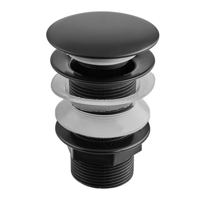 Донний клапан для раковини без переливу ZERIX BV-02 BLACK автоматичний (Click-Clack) (Колір чорний) 1 1/4'' (ZX6018) Донний клапан для раковини без переливу ZERIX BV-02 BLACK автоматичний (Click-Clack) (Колір чорний) 1 1/4'' (ZX6018)