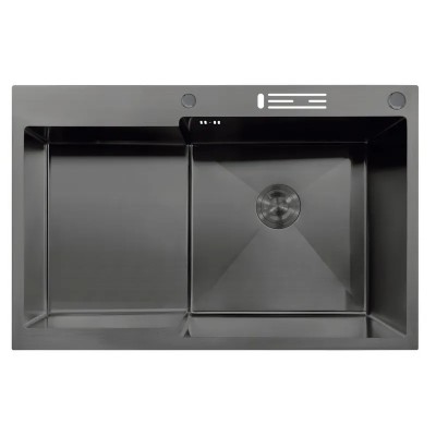 Мийка MIXXUS MH7849R-HK NANO-BLACK (3.0/0.9) з нержавіючої сталі "глибоке крило", з підставкою під