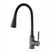 Змішувач для кухні Zerix Atrium-011-T Graphite Refl.Black (Колір графіт+силік.вилив чорний) (ZX6106)