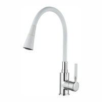 Змішувач для кухні Zerix Atrium-011-T Refl.WHITE (Колір хром+силік.вилив білий) (ZX4719)