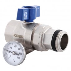 Кран с американкой "антипротечка" с термометром прямой KOER KR.1032-Gi - 1'' (KR2893) Кран с американкой "антипротечка" с термометром прямой KOER KR.1032-Gi - 1'' (KR2893)