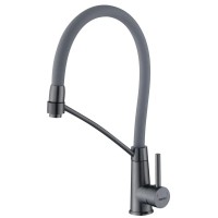 Змішувач для кухні з силіконовим виливом Zerix FUL-017 Graphite Refl.Gray з нерж. сталі SUS304 (кол.графіт) (ZX5996)