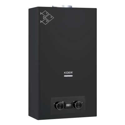 Газова колонка Koer KWH.G0110 BLACK димохідна 10 л/хв, колір чорний (KR5554) Газова колонка Koer KWH.G0110 BLACK димохідна 10 л/хв, колір чорний (KR5554)