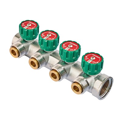 Колектор для теплої підлоги Koer KR.1127-4 - 1"x4 - 3/4 Ways (євроконус-площина) (KR4948)