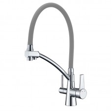 KOER KB-72003-01 Зміш. для кухні з виходом для питної води (Колір хром+силік.вилив сірий) (8 шт/ящ)