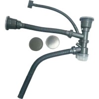 Сифон для кухонного миття подвійний ZERIX SK-06-A 3 1/2"x40 DECOR SS COLOR (колір нержавійка) (ZX6202)