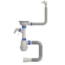Сифон для кухні MIXXUS SK-05-WH 3 1/2"x40 з пластиковою білою сіткою, відводом для пральної машини, гнучким прямокутним переливом (MI8193) Сифон для кухні MIXXUS SK-05-WH 3 1/2"x40 з пластиковою білою сіткою, відводом для пральної машини, гнучким прямокутним переливом (MI8193)