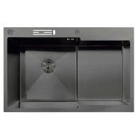 Мийка MIXXUS MH7849L-HK NANO-BLACK (3.0/0.9) з нержавіючої сталі "глибоке крило", з підставкою під