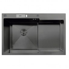 Мийка MIXXUS MH7849L-HK NANO-BLACK (3.0/0.9) з нержавіючої сталі "глибоке крило", з підставкою під