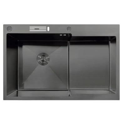Мийка MIXXUS MH7849L-HK NANO-BLACK (3.0/0.9) з нержавіючої сталі "глибоке крило", з підставкою під