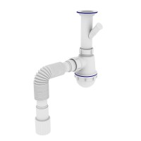ZERIX SK-01-B 1 1/2"x40 Сифон для кух. з литим випуском та відводом для пральної машини (40 шт/ящ)