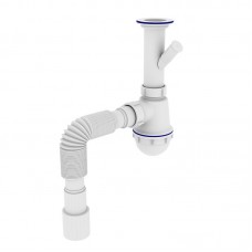 ZERIX SK-01-B 1 1/2"x40 Сифон для кух. з литим випуском та відводом для пральної машини (40 шт/ящ)