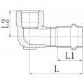 Коліно 90° ВР KOER KQ.L2206F PRESS-INOX AISI 304 22x1/2" (KR6408)