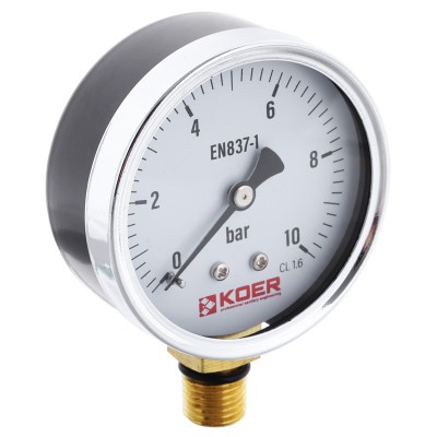 Манометр радиальный KOER KM.610R D=63мм (0-10 bar) 1/4'' (KR2902)