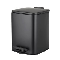 Відро для сміття з плавним закриттям квадратне Zerix Kubix-TC0106 Black 6 л колір чорний (ZX5890)