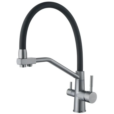 Змішувач для кухні з силіконовим виливом Zerix FUL-021 Graphite Refl.Black з нерж. сталі SUS304 з виходом для пит.води (ZX5999) Змішувач для кухні з силіконовим виливом Zerix FUL-021 Graphite Refl.Black з нерж. сталі SUS304 з виходом для пит.води (ZX5999)