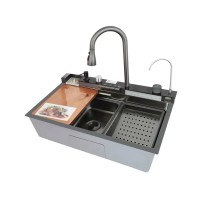 Мийка багатофункціональна Mixxus MH7546-SET-06 Decor Graphite з вбудованим змішувачем з нерж. сталі (MI8464)